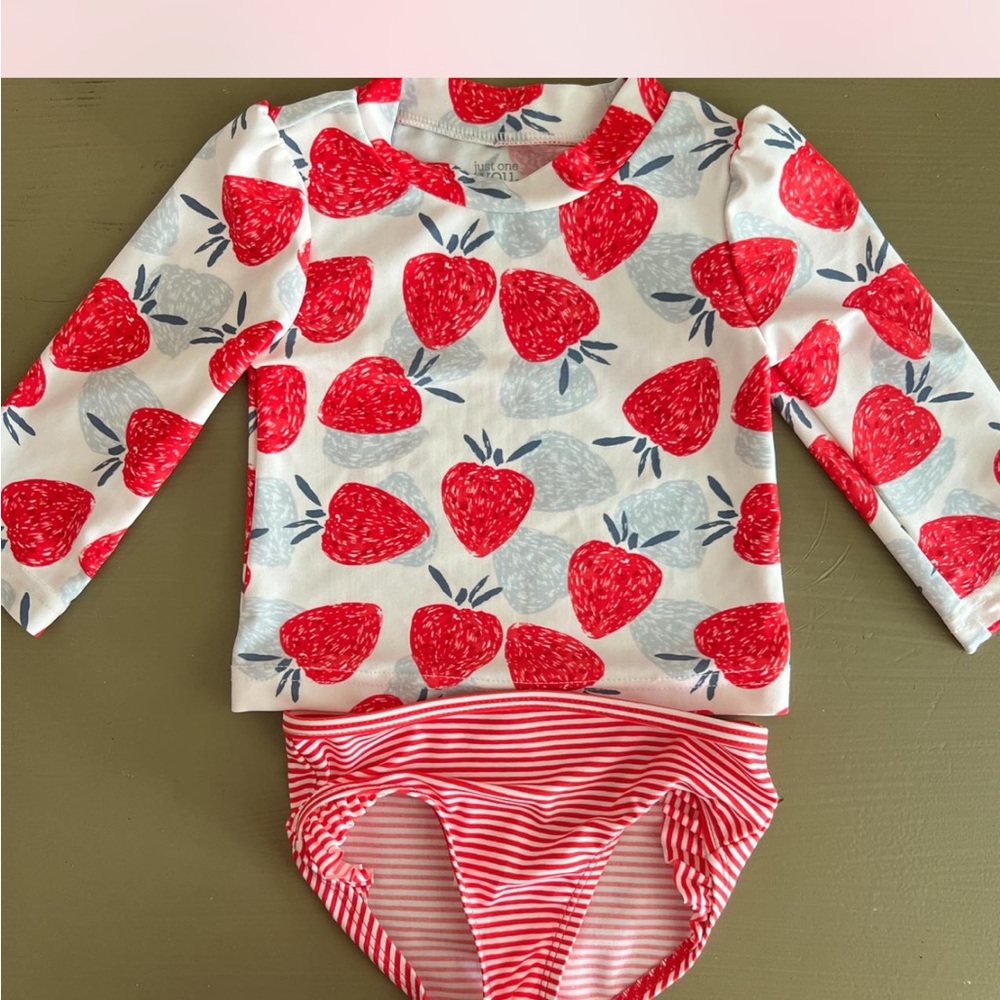 Strawberry Print Kids Swim Set